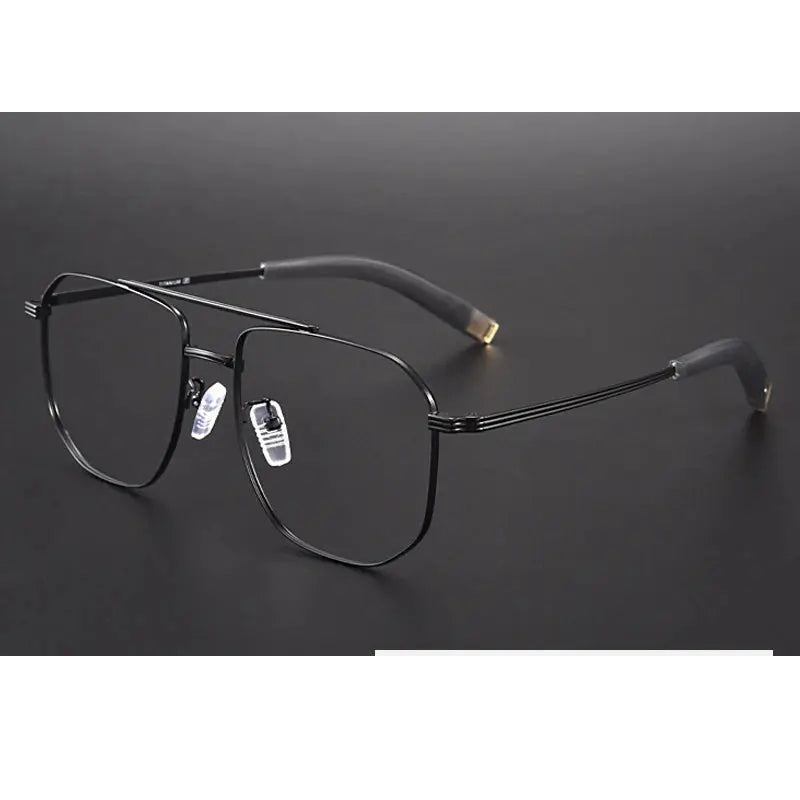 Gatenac Unisex Full Rim Square Double Bridge Titanium Photochromic Reading Glasses 760942