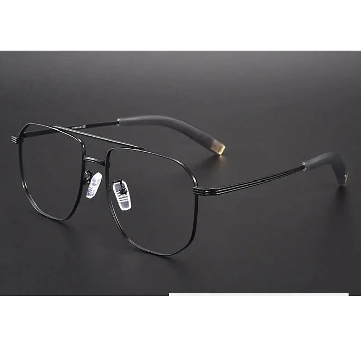 Gatenac Unisex Full Rim Square Double Bridge Titanium Photochromic Reading Glasses 760942
