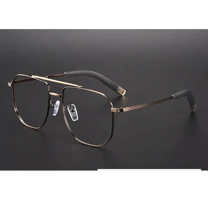 Gatenac Unisex Full Rim Square Double Bridge Titanium Photochromic Reading Glasses 760942