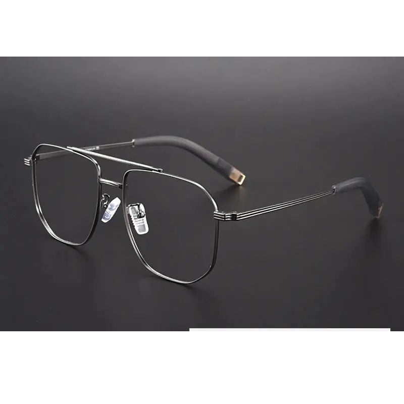 Gatenac Unisex Full Rim Square Double Bridge Titanium Photochromic Reading Glasses 760942