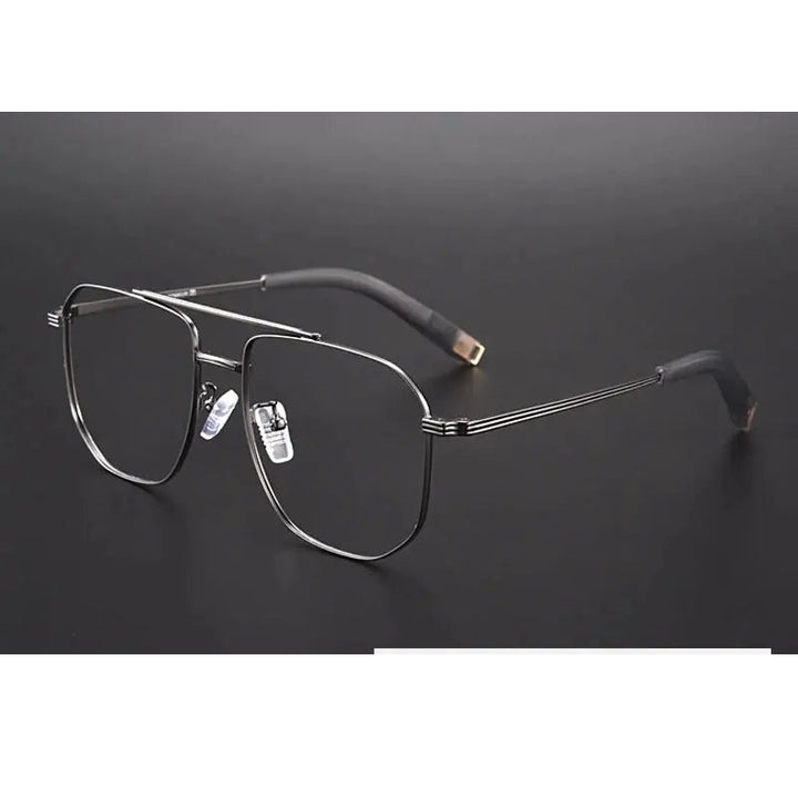 Gatenac Unisex Full Rim Square Double Bridge Titanium Photochromic Reading Glasses 760942