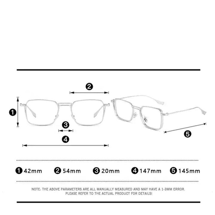 Kansept Unisex Full Rim Square Double Bridge Titanium Reading Glasses 628125
