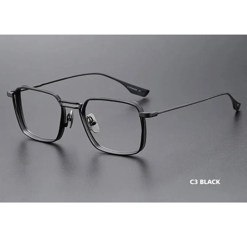 Kansept Unisex Full Rim Square Double Bridge Titanium Reading Glasses 628125