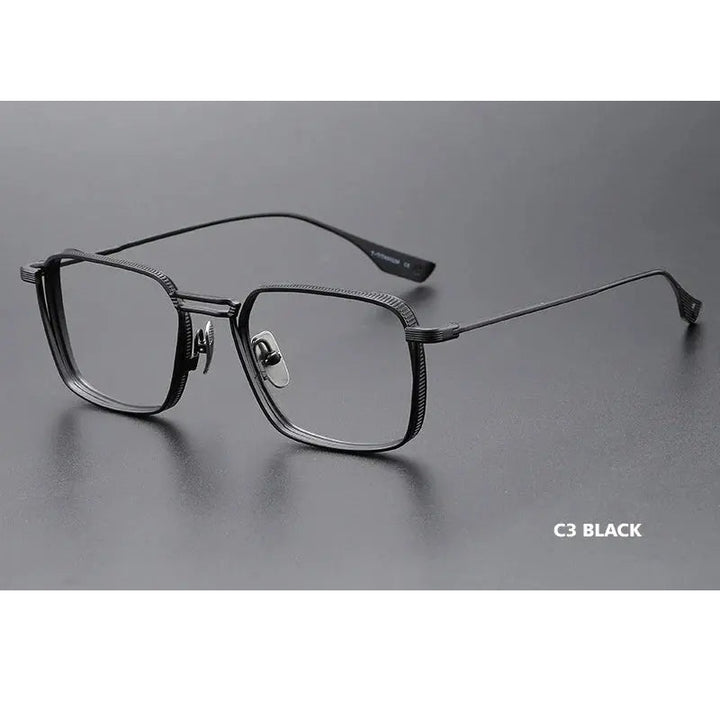 Kansept Unisex Full Rim Square Double Bridge Titanium Reading Glasses 628125