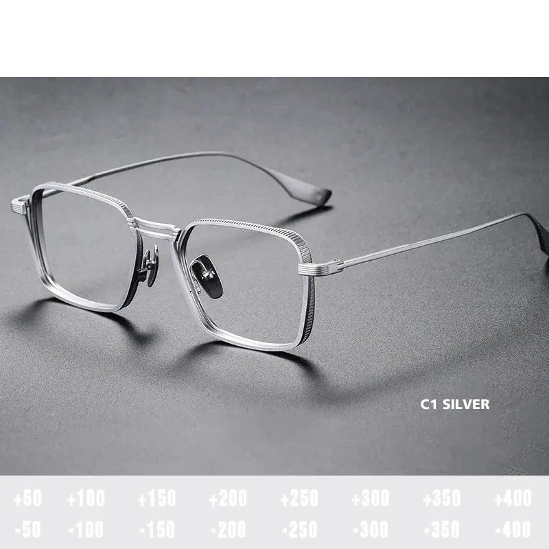 Kansept Unisex Full Rim Square Double Bridge Titanium Reading Glasses 628125