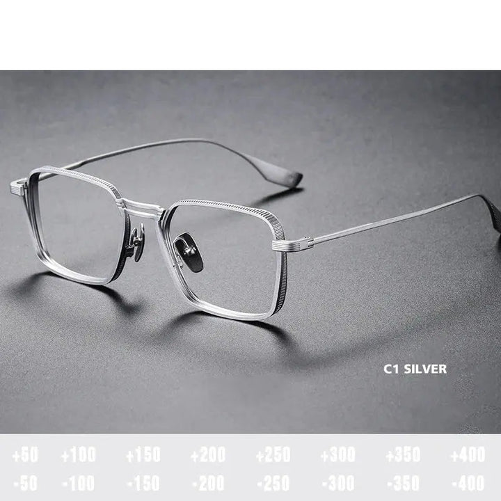 Kansept Unisex Full Rim Square Double Bridge Titanium Reading Glasses 628125