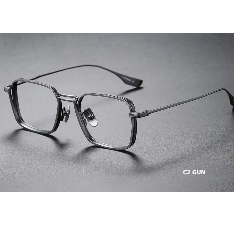 Kansept Unisex Full Rim Square Double Bridge Titanium Reading Glasses 628125