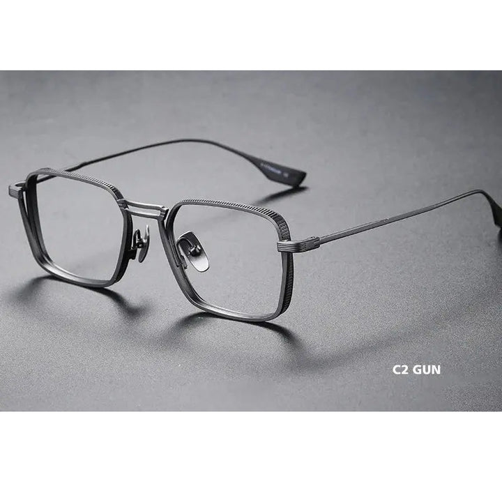 Kansept Unisex Full Rim Square Double Bridge Titanium Reading Glasses 628125