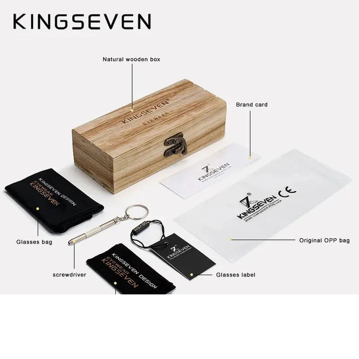 Kingseven Unisex Rimless Square Wood Polarized Sunglasses Nb5504