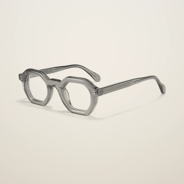 Gatenac Unisex Full Rim Flat Top Oval Acetate Reading Glasses 29002 - C3
