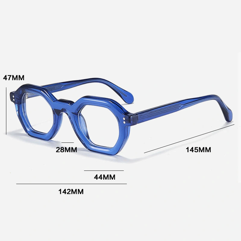 Gatenac Unisex Full Rim Flat Top Oval Acetate Reading Glasses 29002 - Size Chart