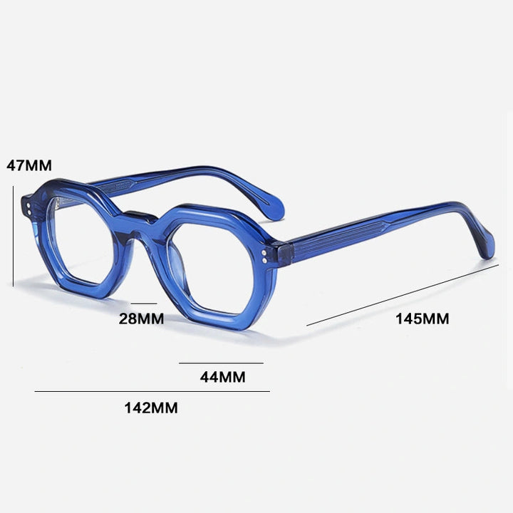 Gatenac Unisex Full Rim Flat Top Oval Acetate Reading Glasses 29002 - Size Chart