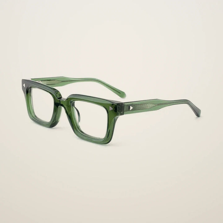 Gatenac Unisex Full Rim Square Brow Line Acetate Reading Glasses 66308 - C4