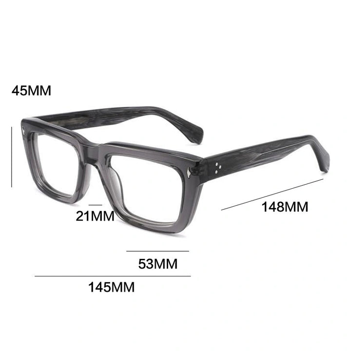 Gatenac Unisex Full Rim Square Brow Line Acetate Reading Glasses 882222 - Size Chart