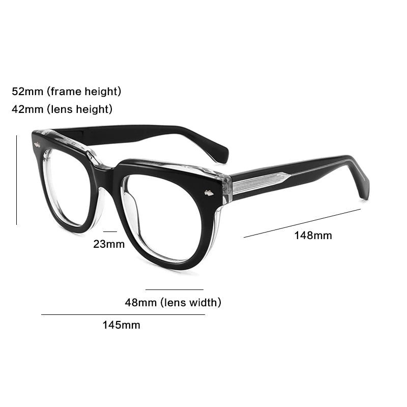Gatenac Unisex Full Rim Square Acetate Reading Glasses 882224 - Size Chart
