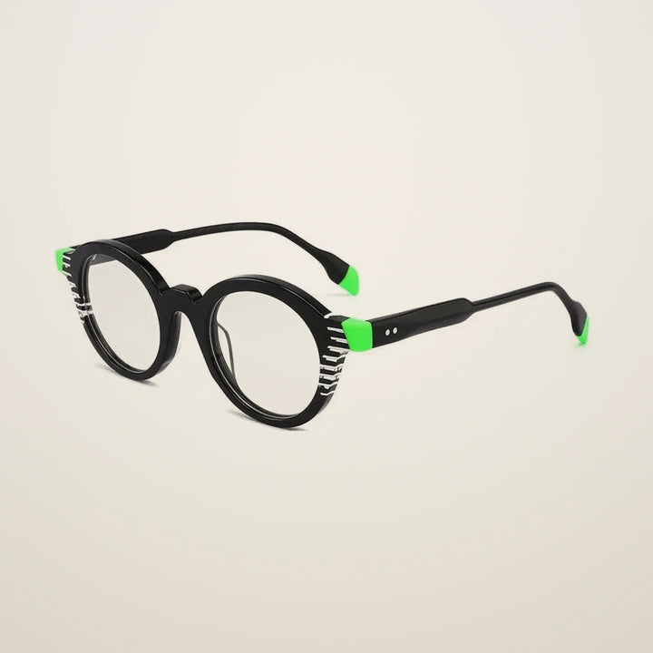 Gatenac Unisex Full Rim Oval Round Acetate Reading Glasses G1143 - C1 Photochromic