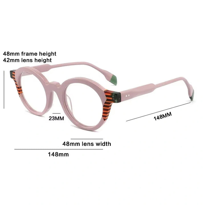 Gatenac Unisex Full Rim Oval Round Acetate Reading Glasses G1143 - Size Chart