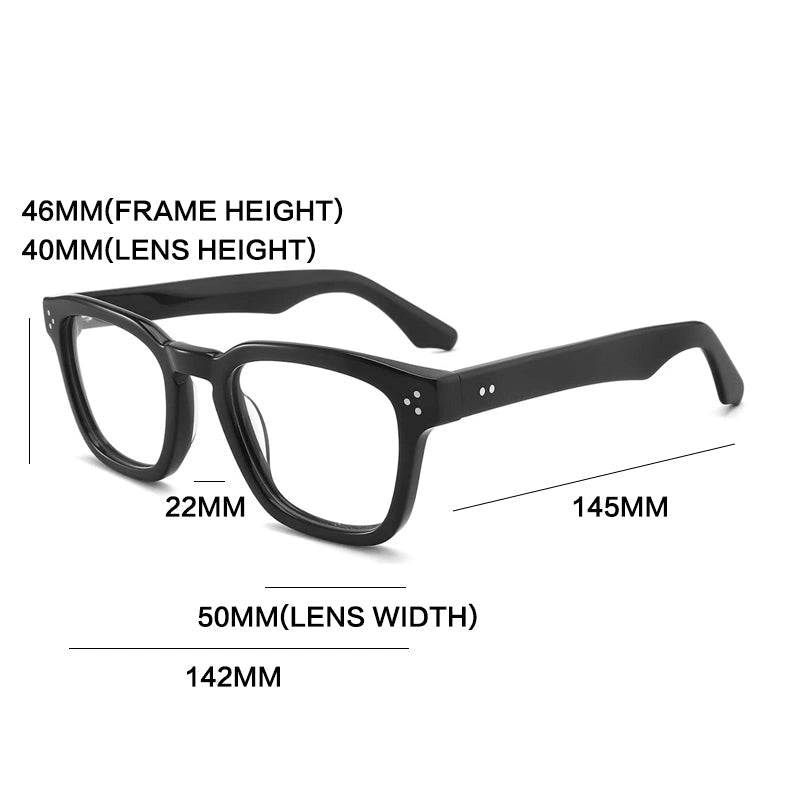 Gatenac Unisex Full Rim Square Acetate Reading Glasses G1159 - Size Chart
