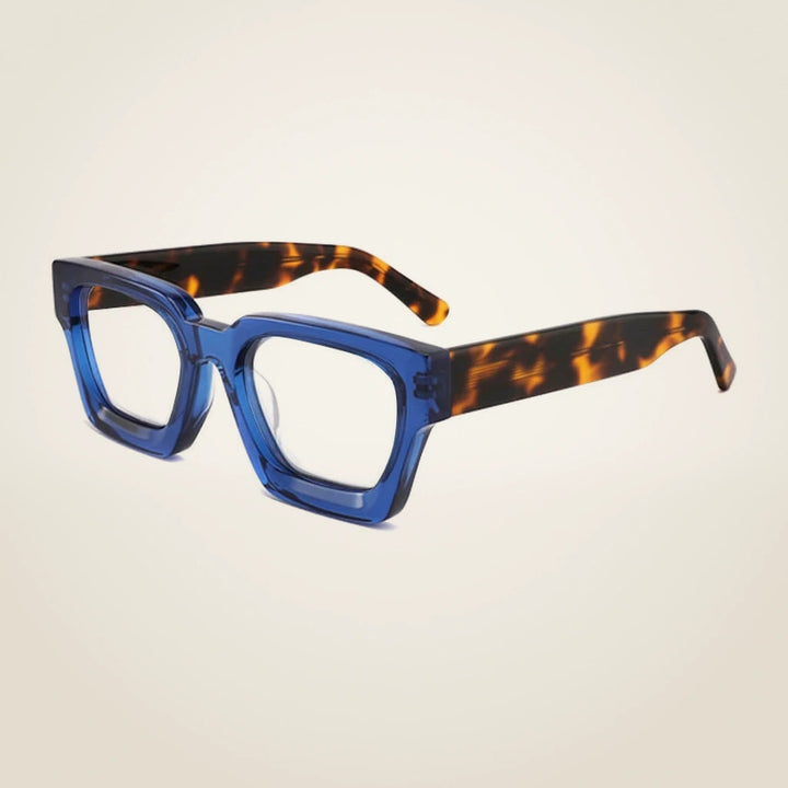 Gatenac Unisex Full Rim Polygon Brow Line Acetate Reading Glasses G1439 - C4