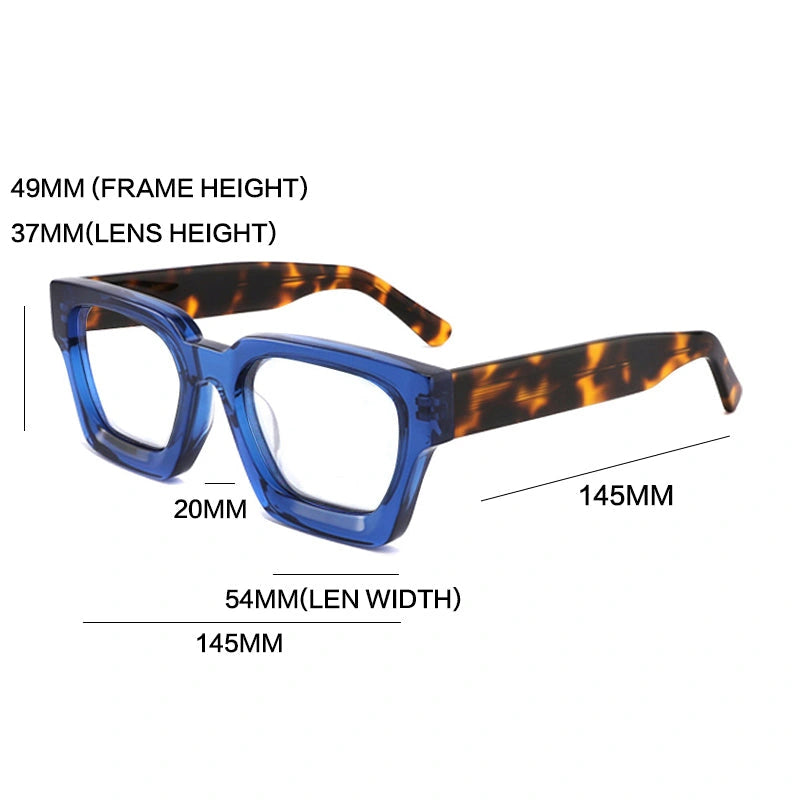 Gatenac Unisex Full Rim Polygon Brow Line Acetate Reading Glasses G1439 - Size Chart