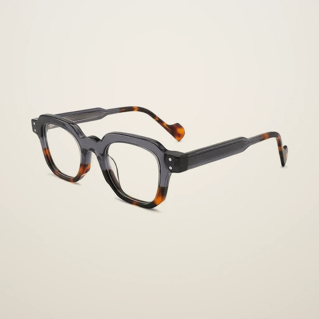 Gatenac Unisex Full Rim Flat Top Square Acetate Reading Glasses G2394 - C4
