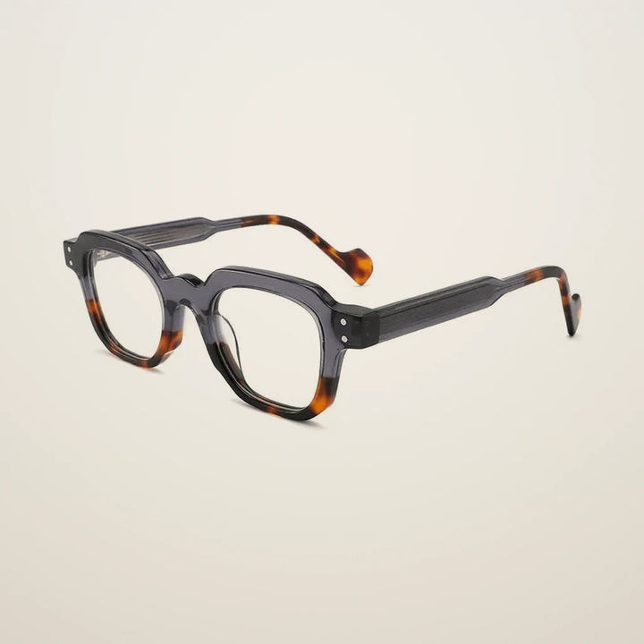 Gatenac Unisex Full Rim Flat Top Square Acetate Reading Glasses G2394 - C4