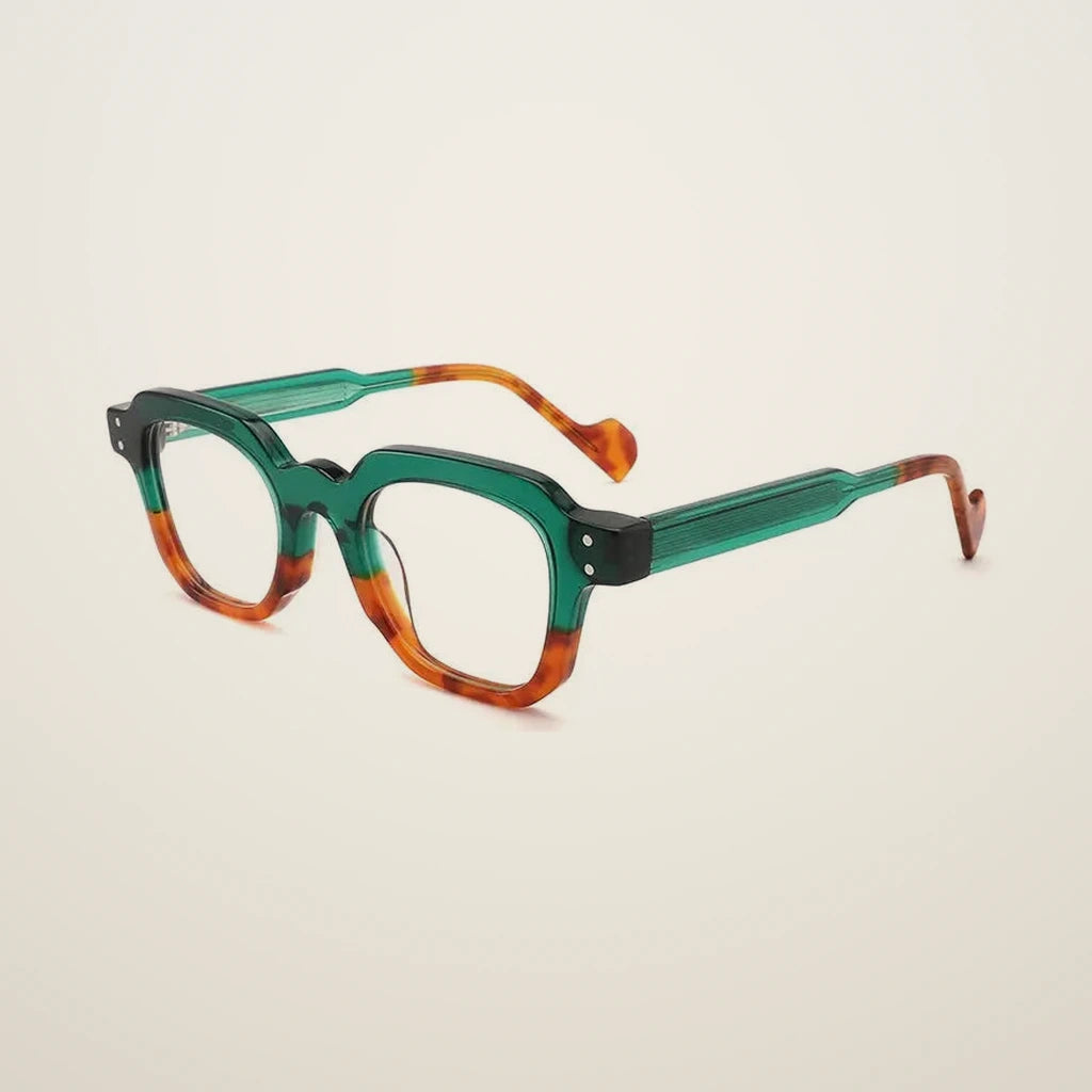 Gatenac Unisex Full Rim Flat Top Square Acetate Reading Glasses G2394 - C5
