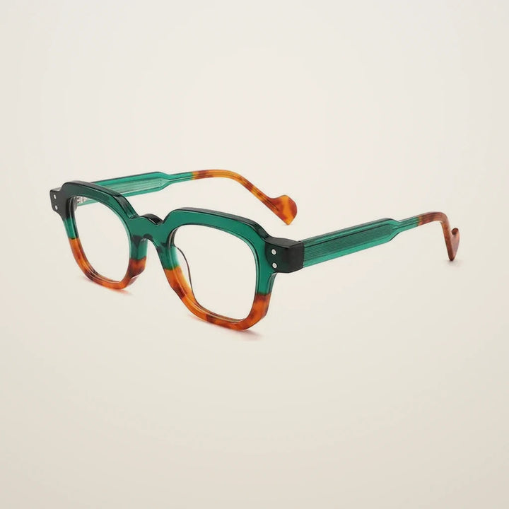 Gatenac Unisex Full Rim Flat Top Square Acetate Reading Glasses G2394 - C5