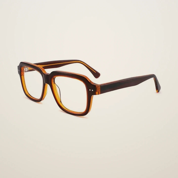 Gatenac Unisex Full Rim Polygon Square Acetate Reading Glasses G2404 - C3