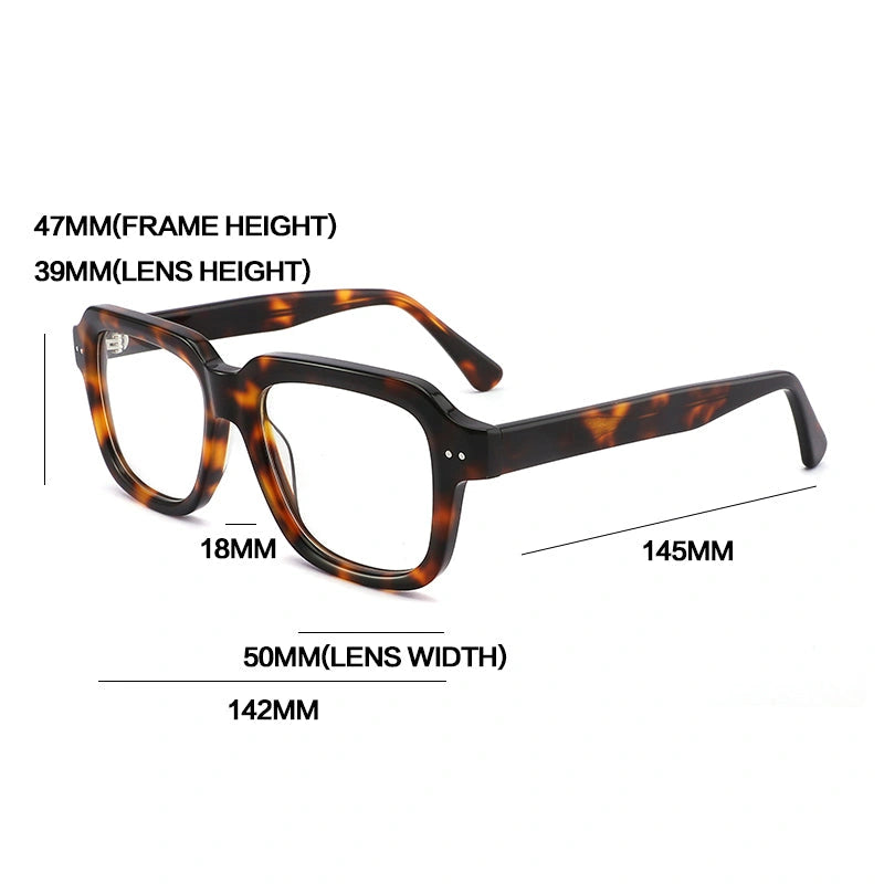 Gatenac Unisex Full Rim Polygon Square Acetate Reading Glasses G2404 - Size Chart