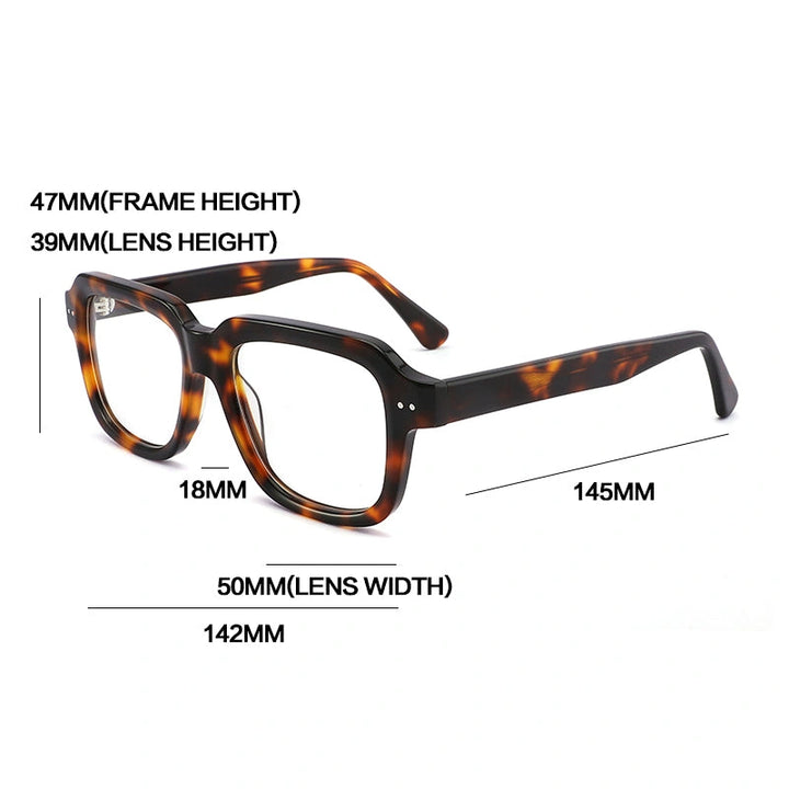 Gatenac Unisex Full Rim Polygon Square Acetate Reading Glasses G2404 - Size Chart