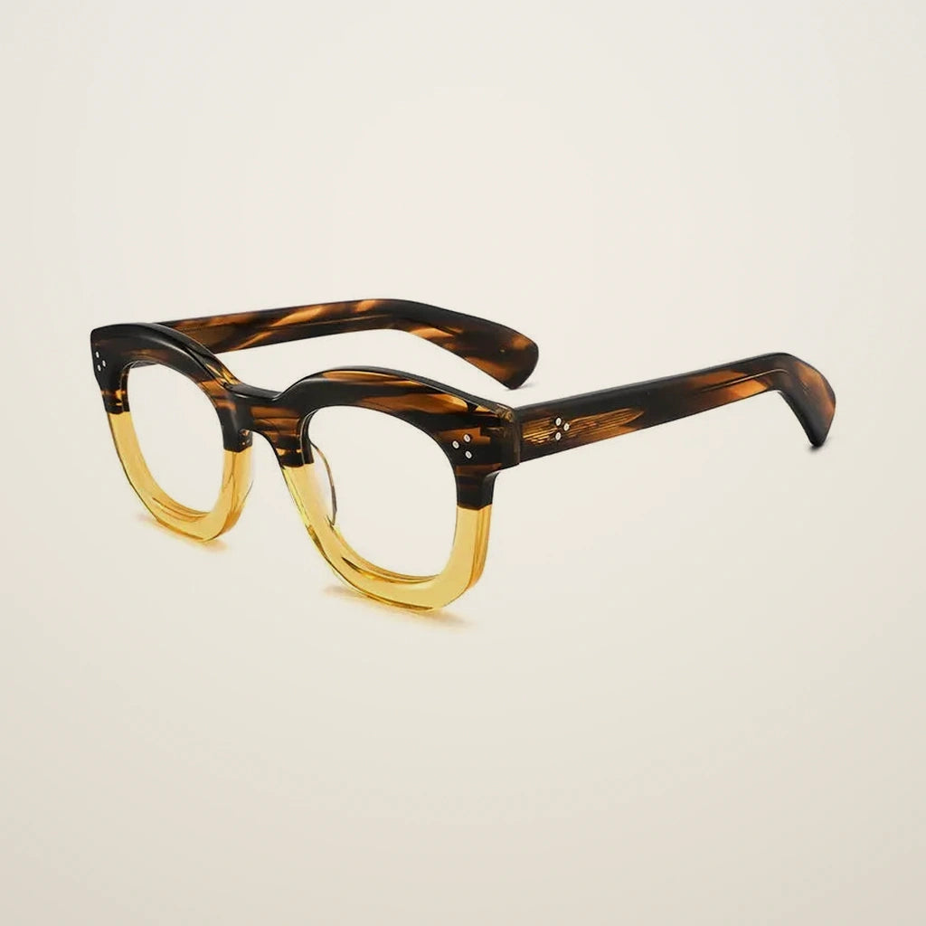 Gatenac Unisex Full Rim Square Thick Acetate Reading Glasses G2415 - C4