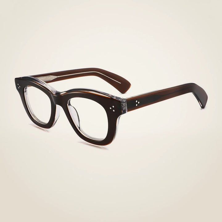 Gatenac Unisex Full Rim Square Thick Acetate Reading Glasses G2416 - C4