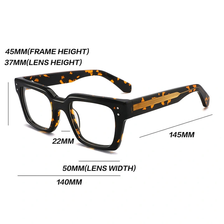 Gatenac Unisex Full Rim Square Brow Line Acetate Reading Glasses G2417 - Size Chart