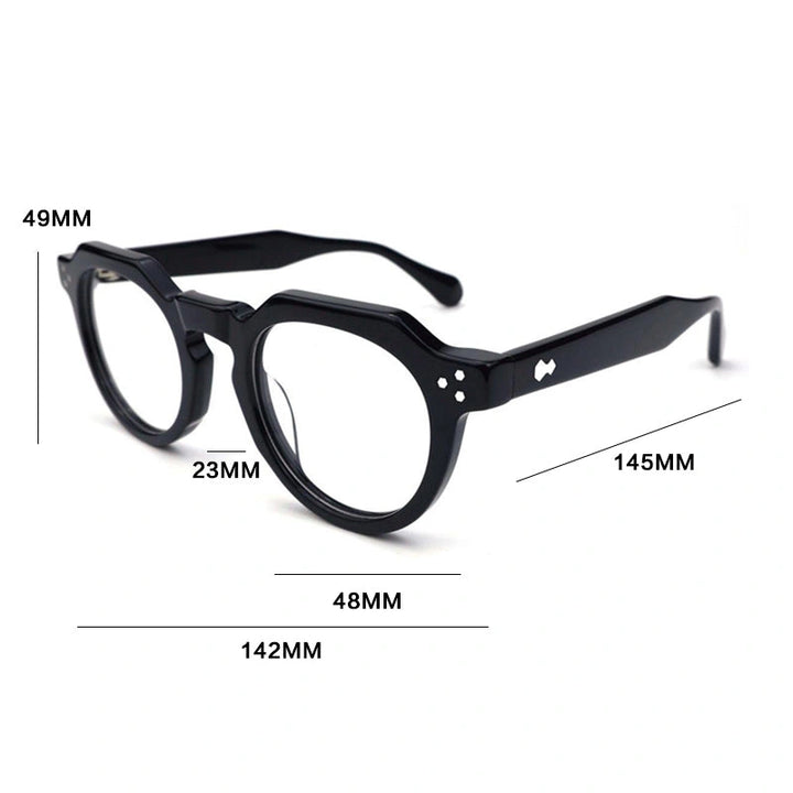 Gatenac Unisex Full Rim Flat Top Oval Acetate Reading Glasses G62207 - Size Chart