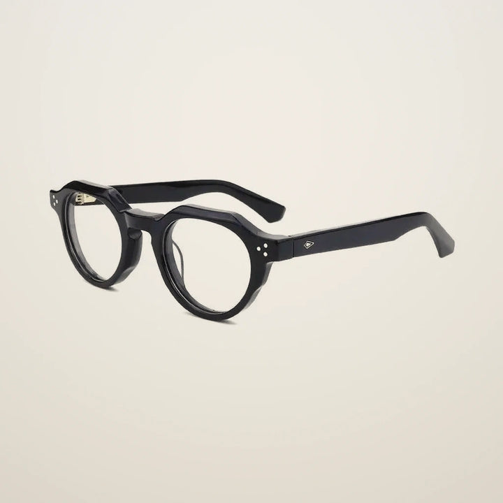 Gatenac Unisex Full Rim Flat Top Round Acetate Reading Glasses G66301 - C1