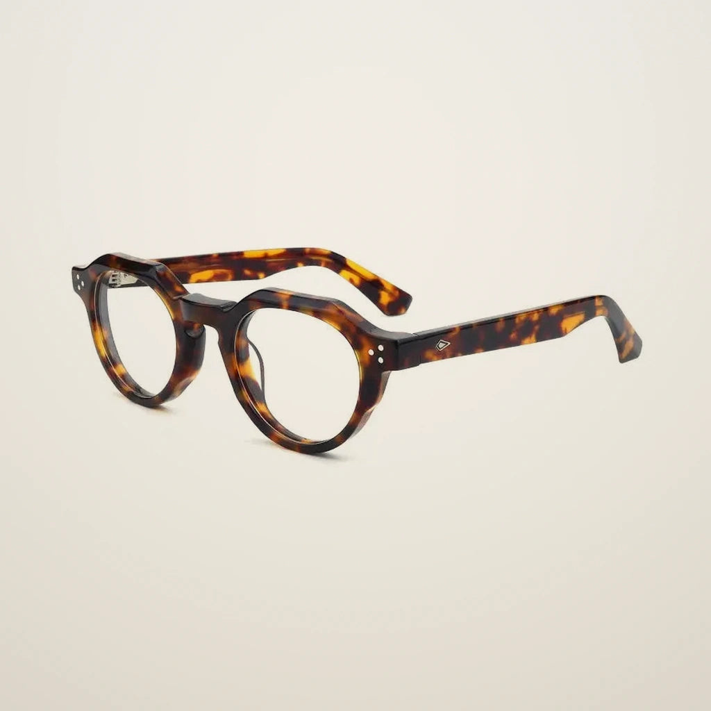 Gatenac Unisex Full Rim Flat Top Round Acetate Reading Glasses G66301 - C2
