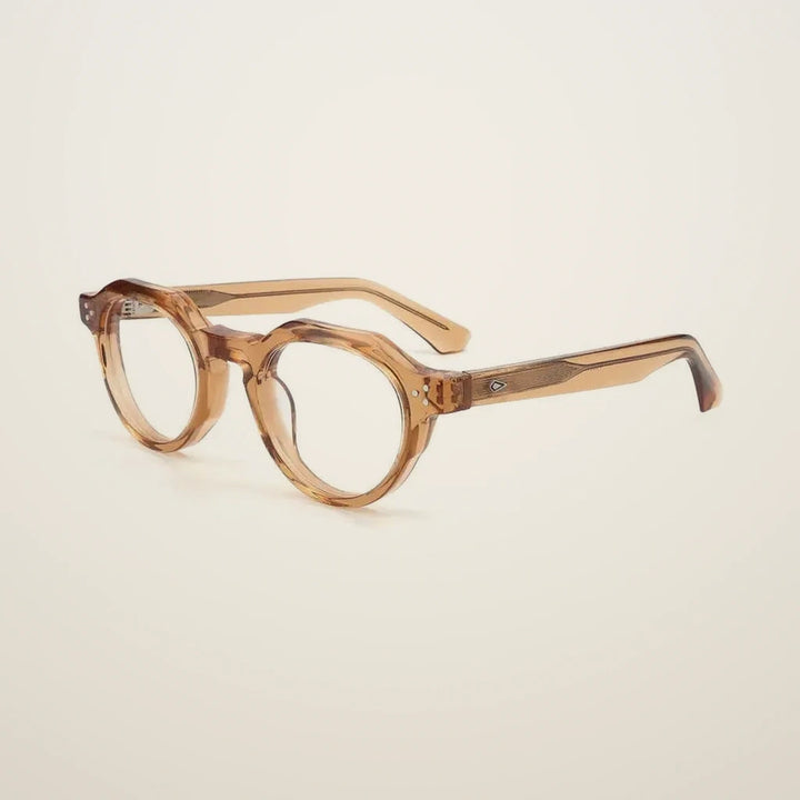 Gatenac Unisex Full Rim Flat Top Round Acetate Reading Glasses G66301 - C3