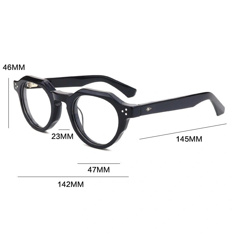 Gatenac Unisex Full Rim Flat Top Round Acetate Reading Glasses G66301 - Size Chart
