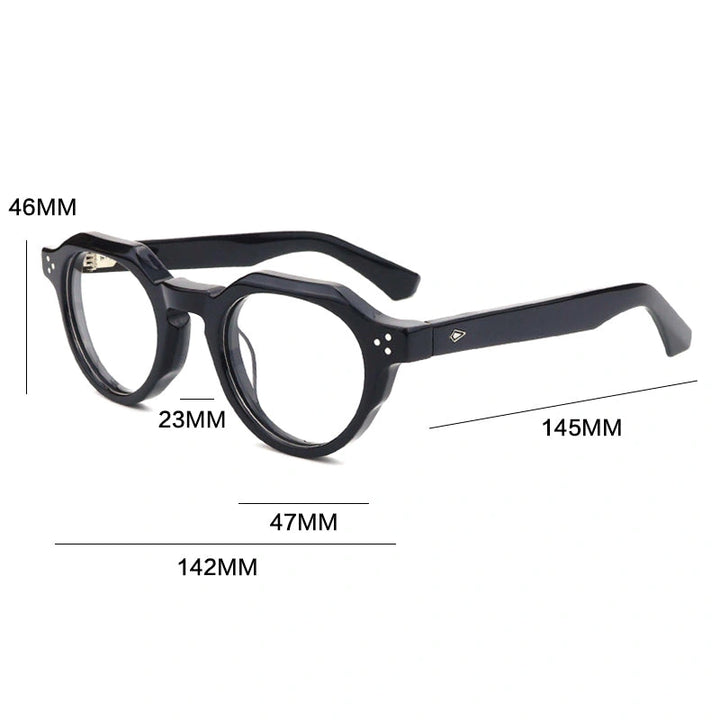 Gatenac Unisex Full Rim Flat Top Round Acetate Reading Glasses G66301 - Size Chart