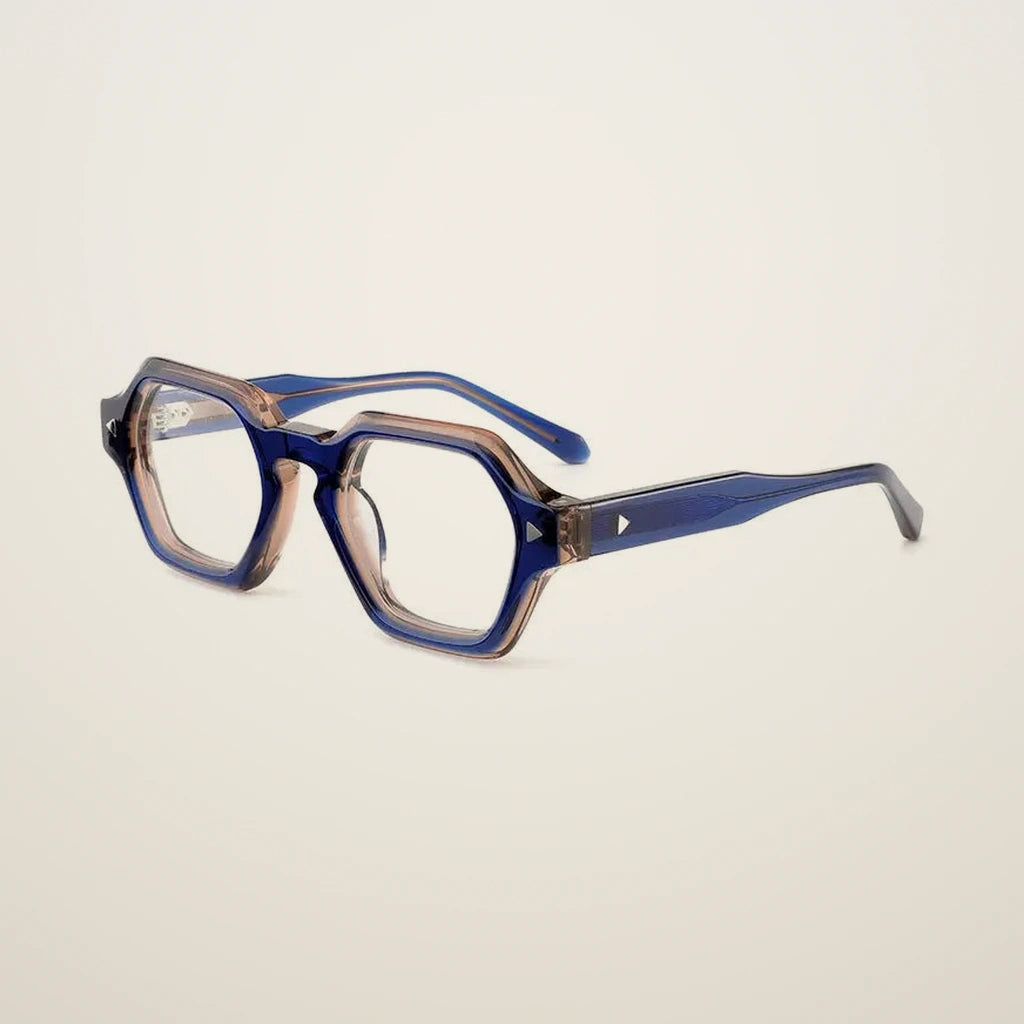 Gatenac Unisex Full Rim Polygon Square Acetate Reading Glasses G66307 - C2