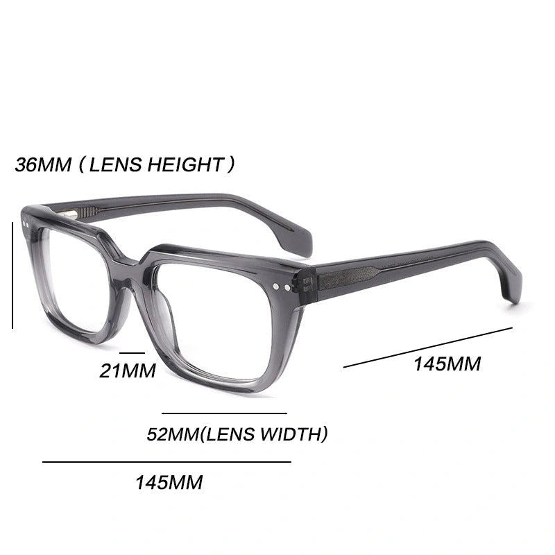 Gatenac Unisex Full Rim Square Acetate Reading Glasses G882211 - Size Chart