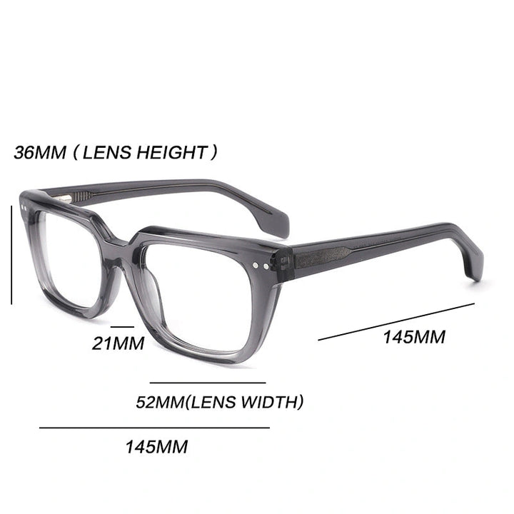 Gatenac Unisex Full Rim Square Acetate Reading Glasses G882211 - Size Chart