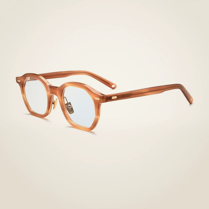 Gatenac Unisex Full Rim Square Acetate Frame Eyeglasses Gxj33 - Flax Anti blue