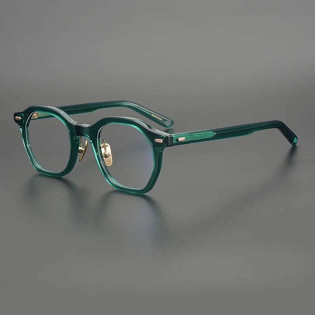 Gatenac Unisex Full Rim Square Acetate Frame Eyeglasses Gxj33 - Green