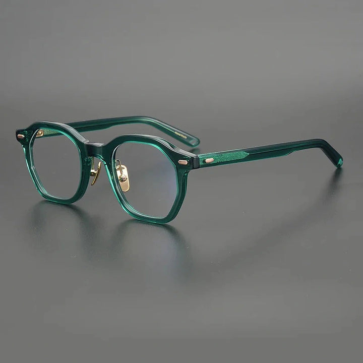 Gatenac Unisex Full Rim Square Acetate Frame Eyeglasses Gxj33 - Green