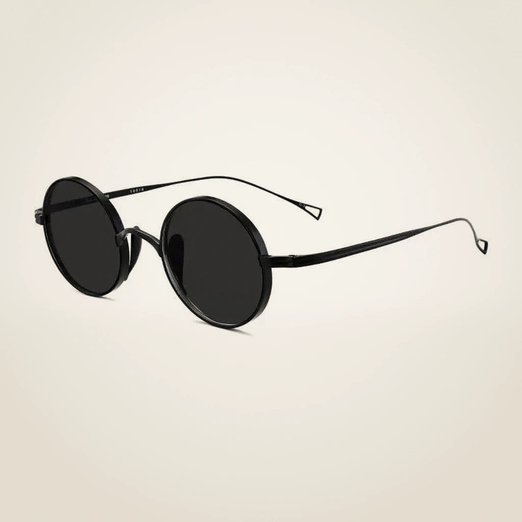 Gatenac Unisex Full Rim Round Titanium Frame Eyeglasses Gxyj02 - Black Sunglasses