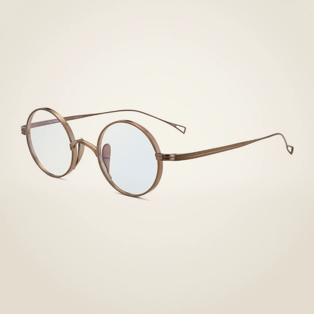 Gatenac Unisex Full Rim Round Titanium Frame Eyeglasses Gxyj02 - Bronze Anti blue