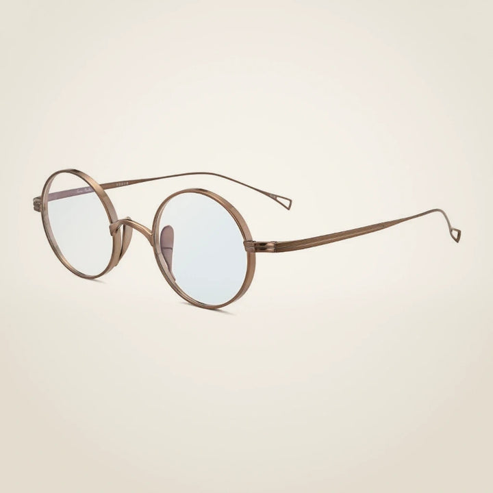 Gatenac Unisex Full Rim Round Titanium Frame Eyeglasses Gxyj02 - Bronze Anti blue
