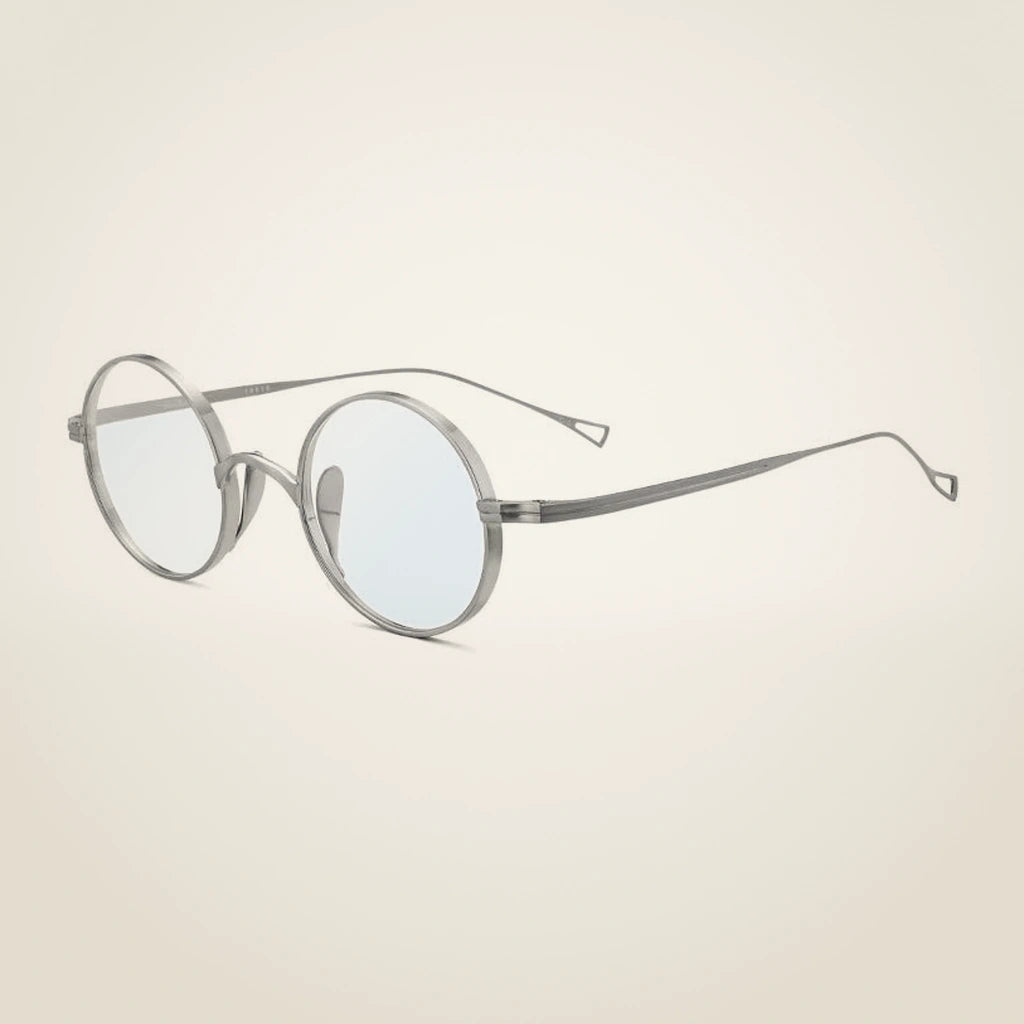 Gatenac Unisex Full Rim Round Titanium Frame Eyeglasses Gxyj02 - Silver Anti blue